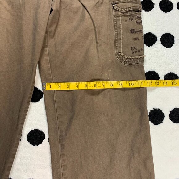 Vintage Y2K 90s OP Riding Co Khaki Cargo Straight Leg Relaxed Fit Pants - Picture 9 of 13